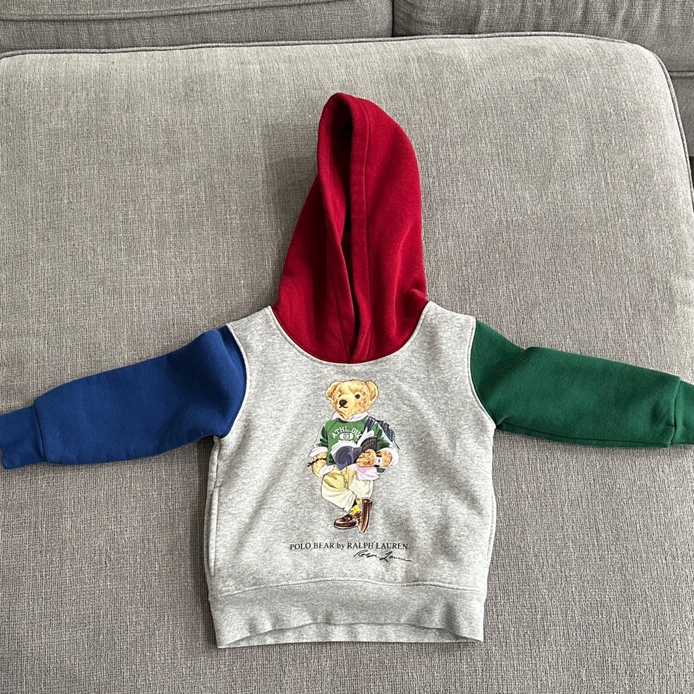 Polo by Ralph Lauren Kids Hoodie with Red, Blue, and Green Sleeves